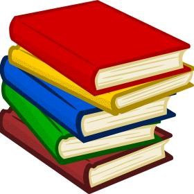 cinque libri colorati appoggiati uno sull'altro